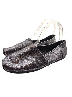 BOBS By Skechers Women's Size 8 Dark Gray Glitter Slip-On Flats